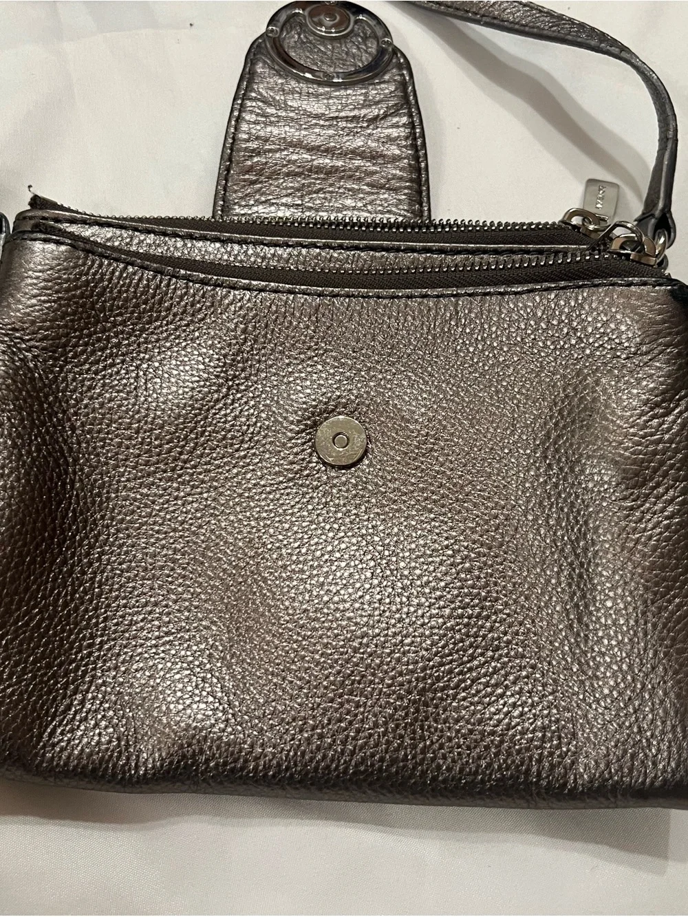 Michael Kors Metallic Charcoal Pebbled Leather Crossbody Bag